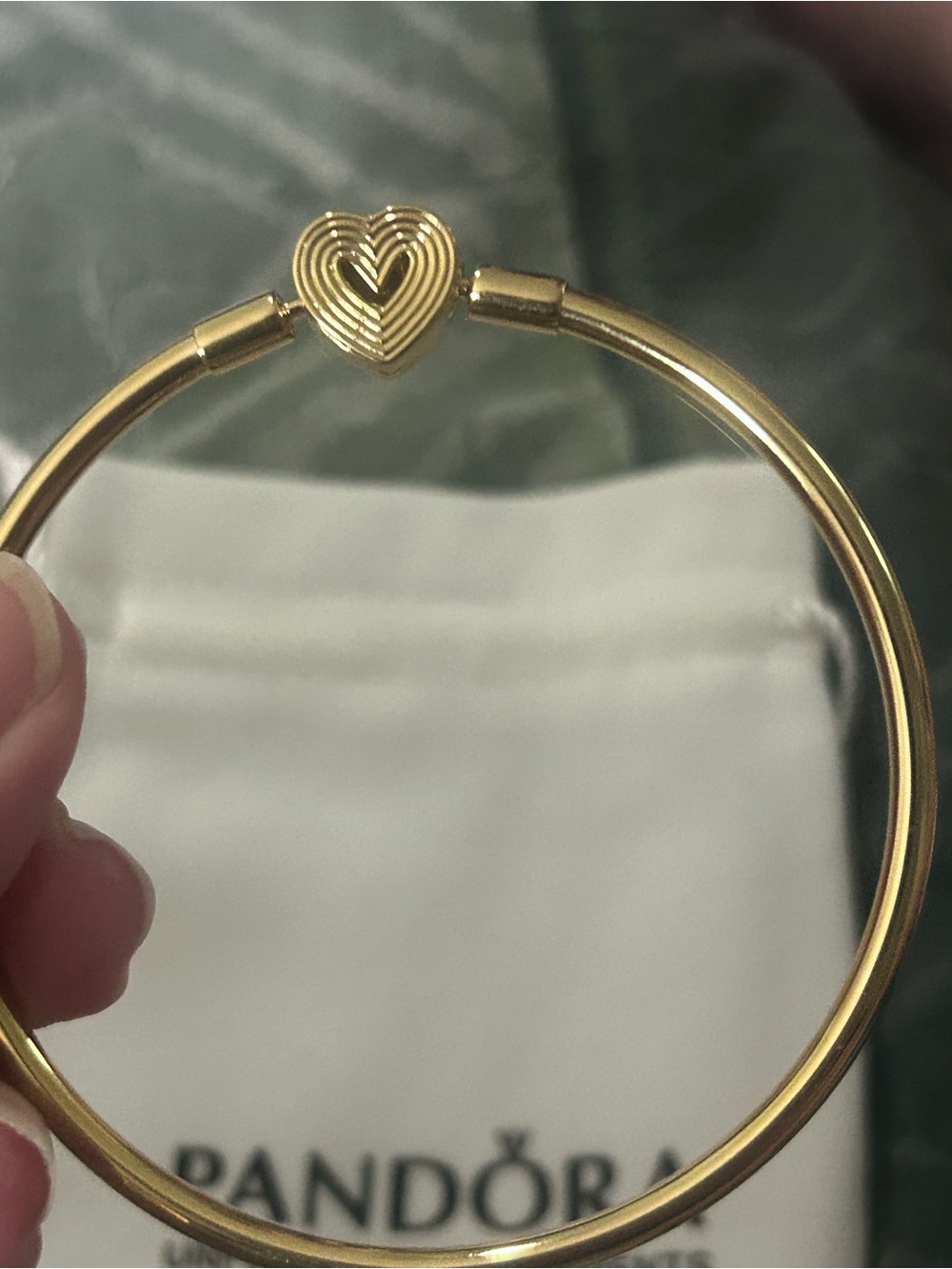 authentic pandora bracelet Radiating Heart Clasp Bangle 14k gold plating - Picture 3 of 9